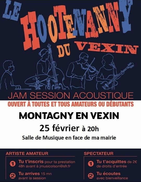 Affiche de l'événement Jam session acoustique, Le hootennany du Vexin