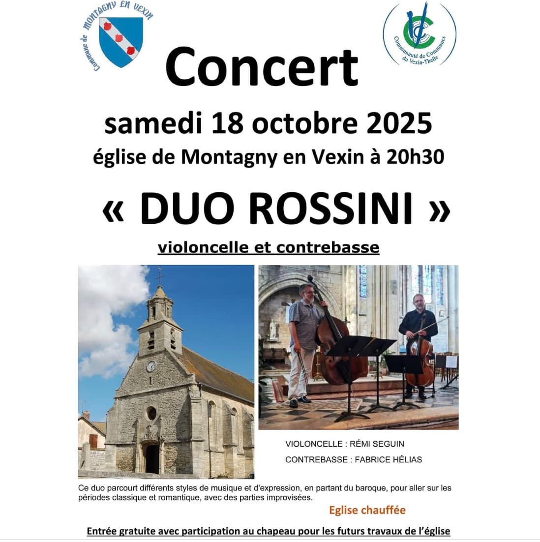 Article de presse de l'événement Duo Rossini à l'église de Montagny, l'Impartial 24 octobre 2025
